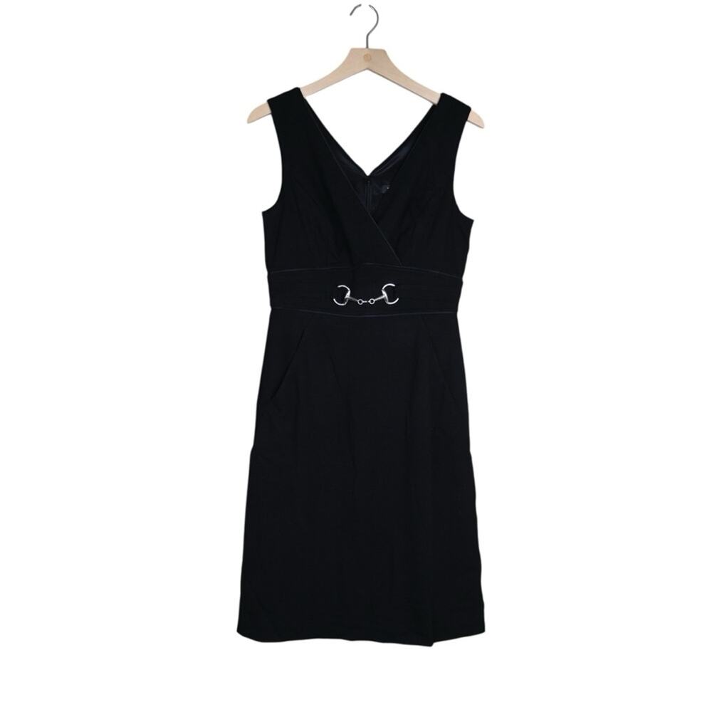 WHBM Womens 6 Black V-Neck Sheath Lined Dress